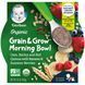 Organic, grain and cultivation, morning porridge, oats, barley and red quinoa with banana and summer berries