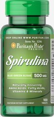 Спіруліна, Spirulina, Puritan's Pride, 500 мг, 100 таблеток