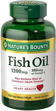 Риб'ячий жир Омега-3, Nature's Bounty, 1200 мг, 120 гелевих капсул