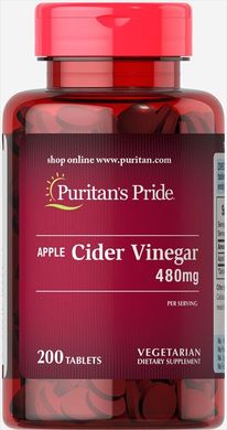Яблучний оцет Puritan's Pride (Apple Cider Vinegar) 480 мг 200 таблеток