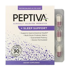 Клінічно підтверджені пробіотики + підтримка сну, Clinically Validated Probiotics + Sleep Support, Peptiva, 30 вегетаріанських капсул