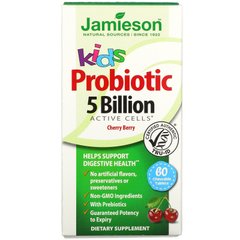 Jamieson Natural Sources, Kids, пробіотик, вишня, 5 мільярдів КУО активних клітин, 60 жувальних таблеток