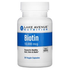 Біотин Lake Avenue Nutrition (Biotin) 10000 мкг 30 вегетаріанських капсул