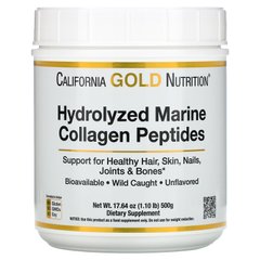 Пептиди з морського колагену преміальної якості без добавок California Gold Nutrition (Hydrolyzed Marine Collagen Peptides Unflavored) 500 г