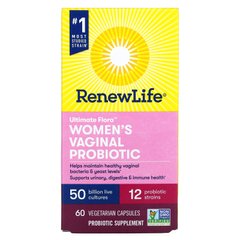 Renew Life, Жіночий вагінальний пробіотик Ultimate Flora, 50 мільярдів КУО, 60 вегетаріанських капсул