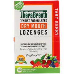 Льодяники проти сухості в роті без цукру кислі ягоди TheraBreath (Dry Mouth Lozenges Sugar Free Tart Berry) 100 льодяників