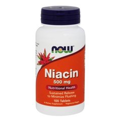 Вітамін В3 Ниацин Now Foods (Niacin) 500 мг 100 таблеток