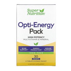 Набір Opti-Energy, мультивітамінно-мінеральна добавка, без заліза, Super Nutrition, 30 пакетиків по 6 таблеток