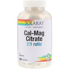 Цитрат кальцію і магнію з вітаміном D2 Solaray (Cal-Mag Citrate with Vitamin D2) 360 капсул
