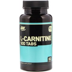 L-карнітин, Optimum Nutrition, 500 мг, 60 таблеток