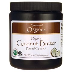 Кокосове пюре з органічною кокосовою олією, Organic Coconut Butter Pureed Coconut, Swanson, 454 г