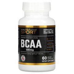 BCAA Аминокислоты с разветвленной цепью без глютена California Gold Nutrition (BCAA AjiPure Branched Chain Amino Acids) 500 мг 60 вегетарианских капсул купить в Киеве и Украине