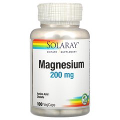 Магний Solaray (Magnesium) 200 мг 100 вегетарианских капсул купить в Киеве и Украине
