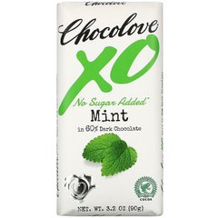 Мята в плитке темного шоколада 60%, XO, Mint in 60% Dark Chocolate Bar, Chocolove, 90 г купить в Киеве и Украине