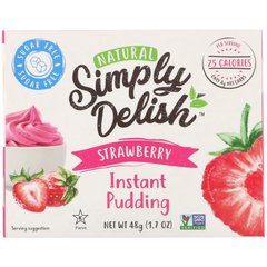 Натуральний розчинний пудинг, полуниця, Natural Instant Pudding, Strawberry, Natural Simply Delish, 48 г