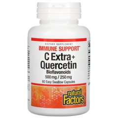 Natural Factors, C Extra з кверцетином, 60 капсул, які легко ковтати