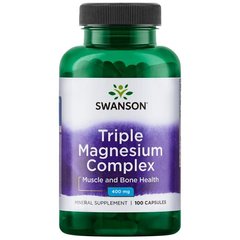 Потрійний комплекс магнію, Triple Magnesium Complex, Swanson, 400 мг, 100 капсул
