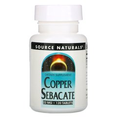 Медный себацинат, Copper Sebacate, Source Naturals, 22 мг, 120 таблеток купить в Киеве и Украине