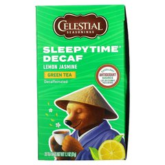 Sleepytime зелений чай, лимон і жасмин, без кофеїну, Celestial Seasonings, 20 чайних пакетиків, 31 г