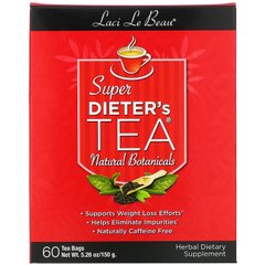 Чай для тих хто дотримуэться дієти, натуральні лікарські трави, Laci Le Beau Super Dieter's Tea, All Natural Botanicals, Natrol, 60 чайних пакетиків, 526 унцій (150 г)