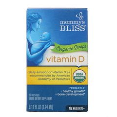 Витамин D, органические капли, для новорожденных с 0 месяцев, Mommy's Bliss, 0,11 жидких унций (3,24 мл) купить в Киеве и Украине