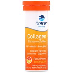 Шипучі таблетки з колагеном, «Персик і манго», Trace Minerals Research, 10 таблеток, 43 г