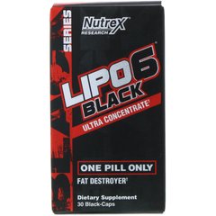 Витамины для потери веса и приобретение энергии Nutrex Research (LIPO-6 Black Ultra Concentrate) 30 черных капсул купить в Киеве и Украине
