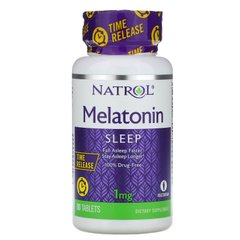 Мелатонін, повільне вивільнення, Melatonin Time Release, Natrol, 1 мг, 90 таблеток