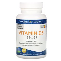 Витамин D3, апельсин, Nordic Naturals, 1000 МЕ, 120 мягких капсул купить в Киеве и Украине