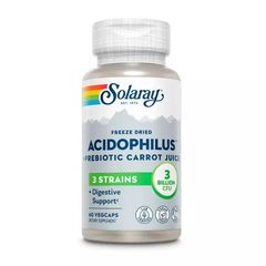 Ацидофіли Пробіотик і пребіотик морквяного соку Solaray (Acidophilus 3 Strain Probiotic & Prebiotic Carrot Juice) 60 вегетаріанських капсул