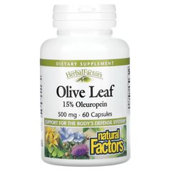 Natural Factors, Herbal Factors, листя оливи, 500 мг, 60 капсул