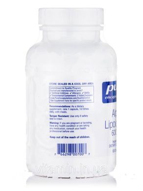 Альфа-ліпоєва кислота Pure Encapsulations (Alpha Lipoic Acid) 600 мг 120 капсул
