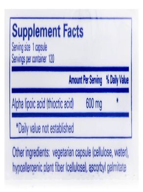 Альфа-ліпоєва кислота Pure Encapsulations (Alpha Lipoic Acid) 600 мг 120 капсул