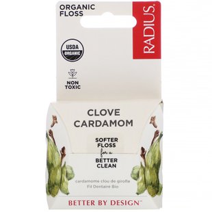 Органическая зубная нить, кардамон гвоздики, Organic Floss, Clove Cardamom, RADIUS, 50 м купить в Киеве и Украине