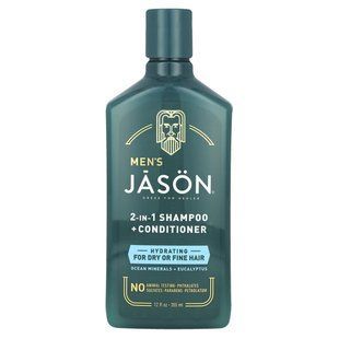 Jason Natural, Для чоловіків, шампунь та кондиціонер 2 в 1, для сухого та тонкого волосся, мінерали океану та евкаліпт, 355 мл (12 рідк. Унцій)