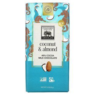 Endangered Species Chocolate, Milk Chocolate Bar, Coconut & Almond, 48% Cocoa, 3 oz (85 g) купить в Киеве и Украине