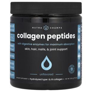 NutraChamps, Collagen Peptides with Digestive Enzymes for Maximum Absorption, Unflavored, 7.51 oz (213.1 g) купить в Киеве и Украине