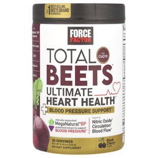 Force Factor, Total Beets&reg; With CoQ10, Ultimate Heart Health, Black Cherry, 8.99 oz (255 g) купить в Киеве и Украине