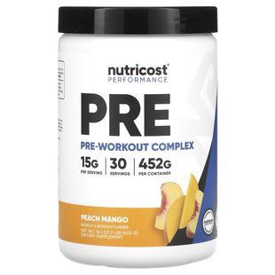 Nutricost, Performance, передтренувальний комплекс, персик і манго, 452 г (1 фунт)