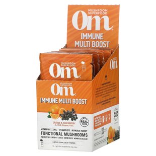 Om Mushrooms, Immune Multi Boost, смесь для напитков из апельсинового и бузинного сока, 10 пакетиков по 0,53 унции (15 г) каждый купить в Киеве и Украине