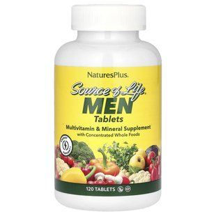 Вітаміни для чоловіків без заліза Nature's Plus (Multi-Vitamin and Mineral Source of Life Men) 120 таблеток