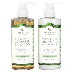 Tree To Tub, Shampoo & Conditioner Set, Clarifying Argan Oil, Awakening Peppermint , 2 Piece Set, 8.5 fl oz (250 ml) Each купить в Киеве и Украине