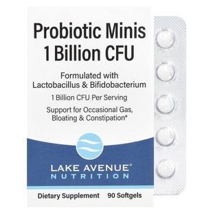 Mini probiotics, 2 strains of healthy bacteria, Lake Avenue Nutrition, 1 billion CFU, 90 soft mini tablets.
