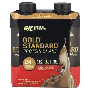 Optimum Nutrition, Gold Standard&reg; Protein Shake, Cafe Latte, 4 Cartons, 11 fl oz (325 ml) Each