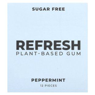 Refresh Gum, Plant-Based Gum, Sugar Free, Peppermint, 12 Pieces купить в Киеве и Украине