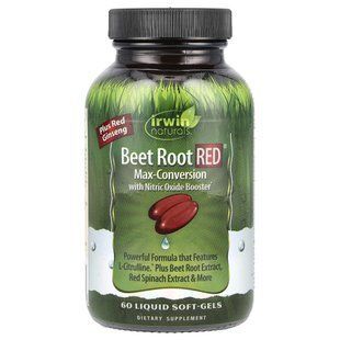 Вітаміни для підтримки рівня оксиду озоту Irwin Naturals (Beet Root RED Nitric Oxide Booster) 60 капсул