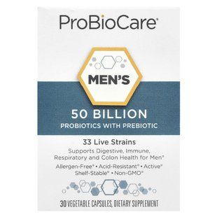 ProBioCare, Men's Probiotics with Prebiotic, 50 Billion, 30 Vegetable Capsules купить в Киеве и Украине