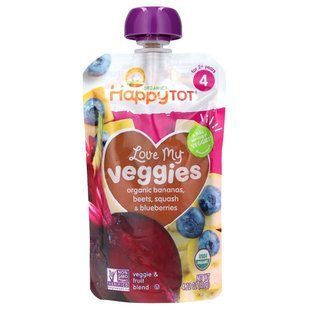 Органическое пюре из бананов свеклы тыквы и голубики Happy Family Organics (Organics Happy Tot Love My Veggies Organic Bananas Beets Squash & Blueberries) 120 г купить в Киеве и Украине