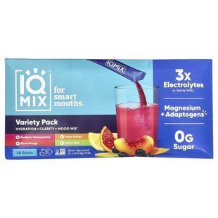 IQBAR, IQMIX&reg;, Hydration + Clarity + Mood Mix, Variety Pack, 20 Sticks, 0.28 oz (8 g ) Each