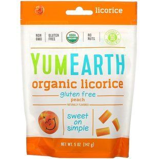Chewy candies with peach flavor gluten-free YumEarth (Peach Licorice) 142 g
